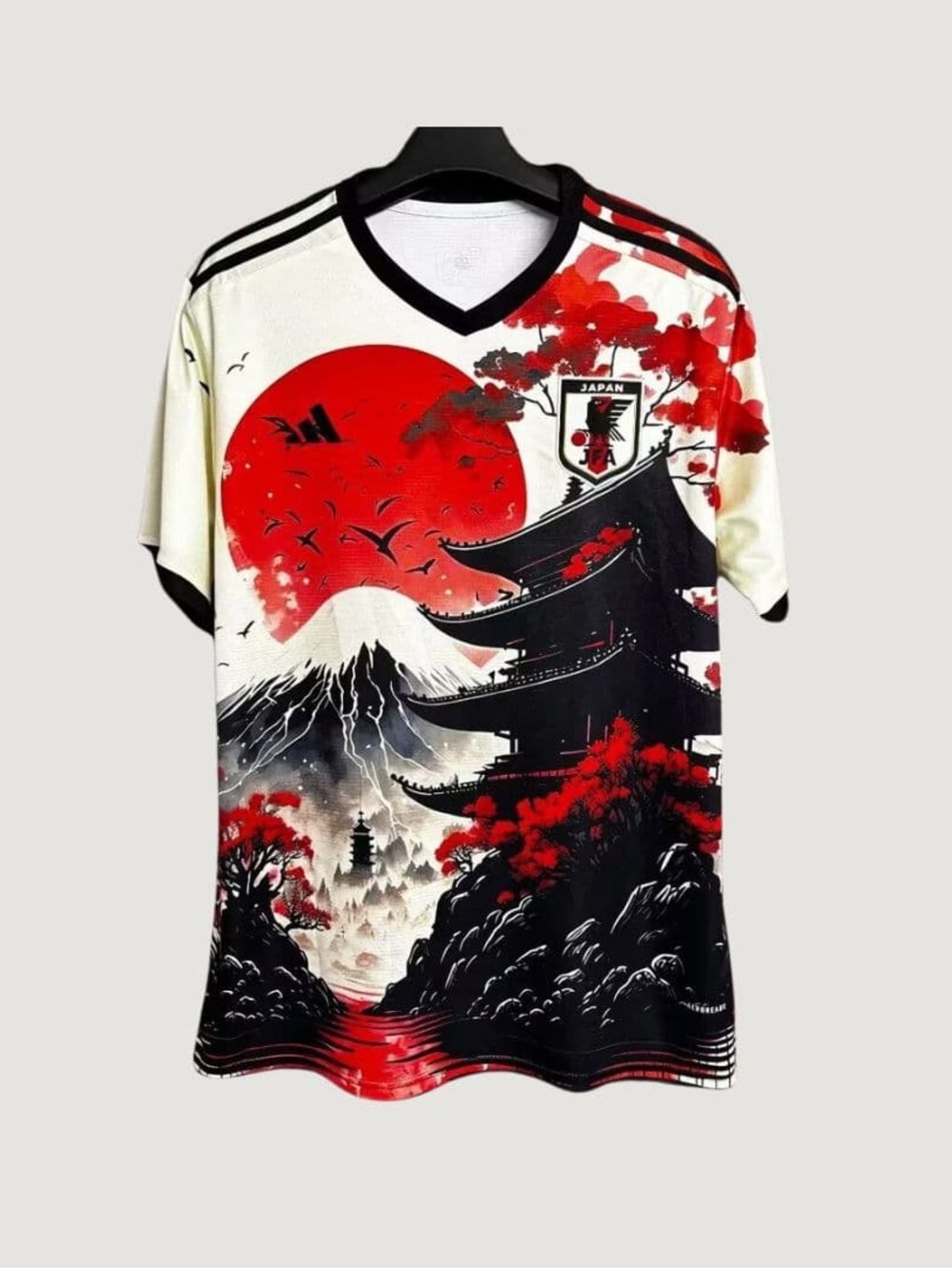 Adidas Japan Mount Fuji & Pagoda Football Jersey. SLIM FIT